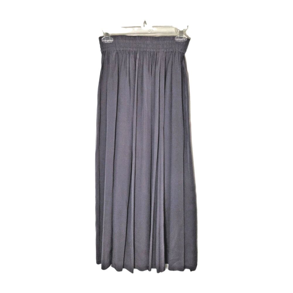 The J. Peterman Company 100% Silk Maxi Skirt Sz S Gray Elastic Waist WesternChic